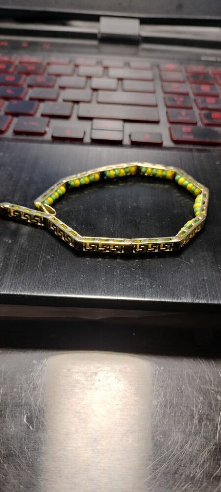 manilla ibde tapado 10k cuentas verde y amarilla Size size8/4.6mm Weight 11.6gr