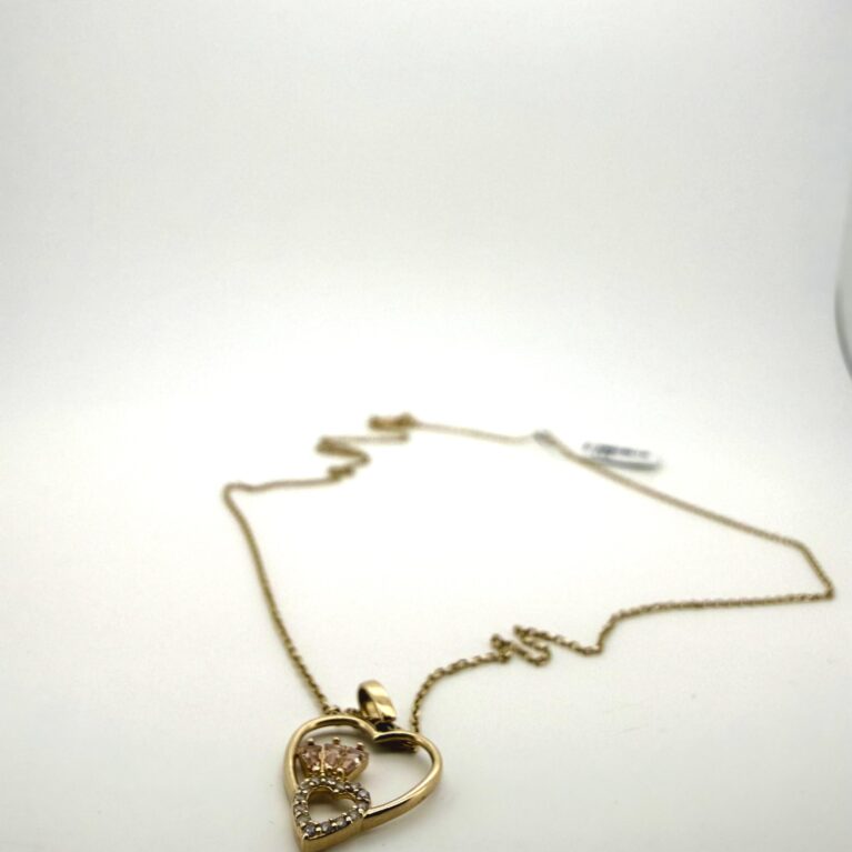 chain /pendant thread with a double heart 10k zirc B Size size19/1mm Weight 2.05gr