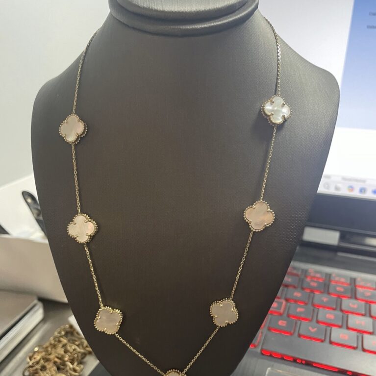 cadena clover 7 flores B 10k onyx Size size16.5/11mm Weight 6.45gr