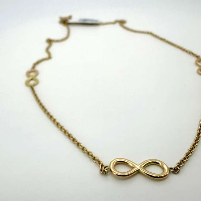 chain /pendant w/3 infinities fixed 14k Size size18/1.4mm Weight 3.4gr