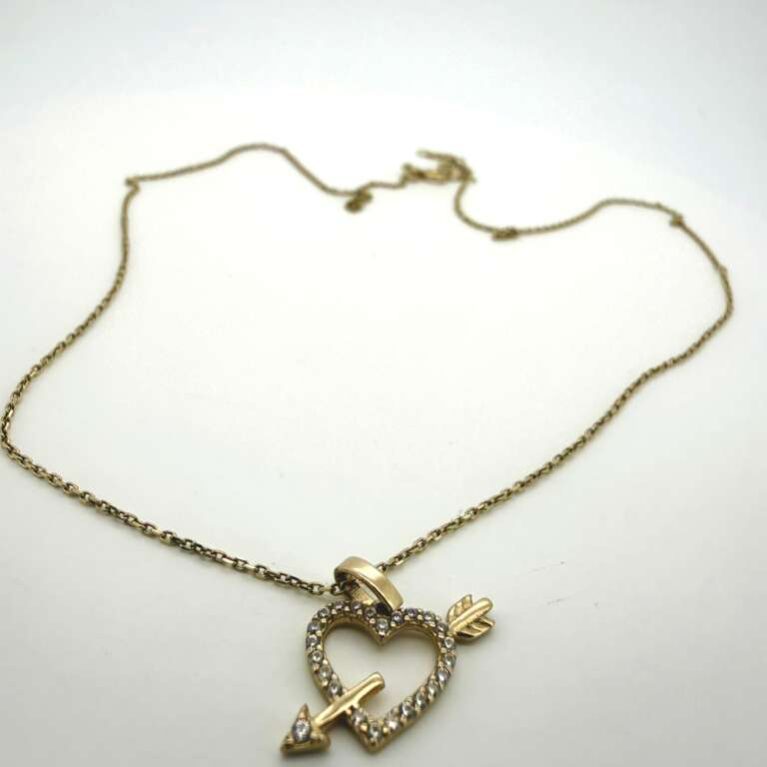 chain /pendant heart with arrow 10k zirc B Size size18.5/1mm Weight 2.1gr