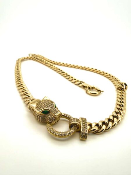 choker chain w/panther 10k zirc WG Size size18.5/6mm Weight 20.3gr