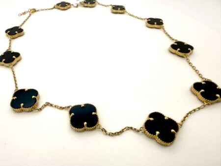 chain clover 11 black flowes 10k onyx B Size size17/13mm Weight 11.9gr