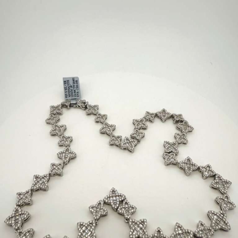 choker flowers moissanite silver 925 moissanite Size sz18/12mm Weight 13.54ctw VVS