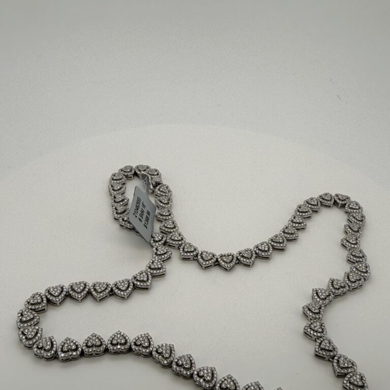choker of hearts silver 925 moissanite Size sz18/3-8mm Weight 4.9ctw