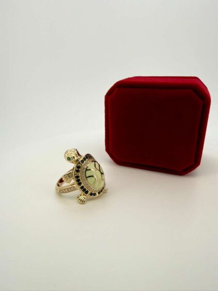 Ring Slider turtle 14k zirc /ename Size size9 Weight 6.5gr