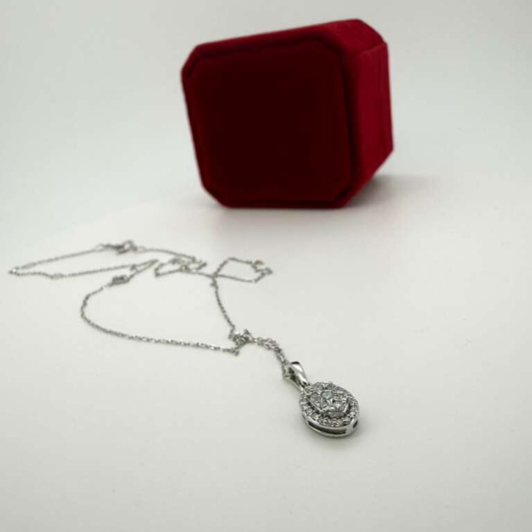 chain /pendant diam 2 level ovals 10k diamante Size size18/1mm Weight 1.20ctw