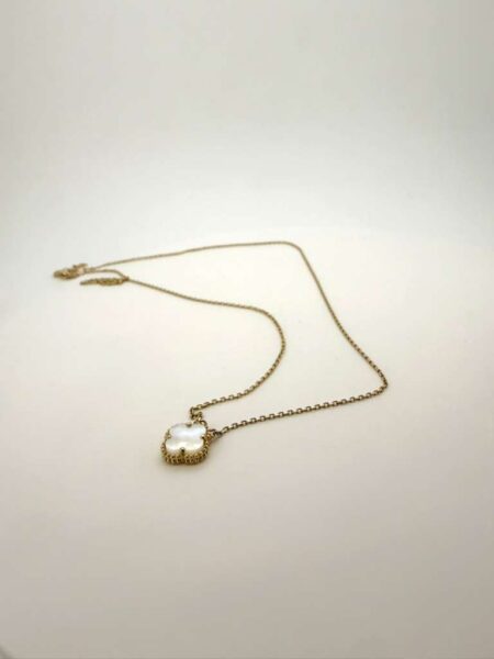 chain/pendant chain w /flower Clover 14k onyx w Size sz18/0.75mm Weight 2.2gr