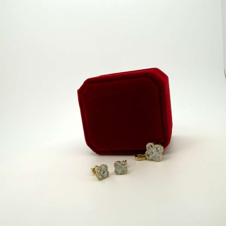 earrings earring flowers w/diamon 10k diamon Size 8.2mm Weight 1.4gr