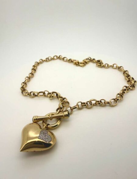 choker Rolo w/heart 14k zirc W Size size17/6.3mm Weight 19.75gr