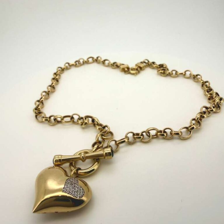 choker Rolo w/heart 14k zirc W Size size17/6.3mm Weight 19.75gr