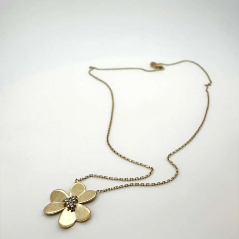 chain/pendant chain w/flower 10k zirc W Size size18/.065mm Weight 1.8gr
