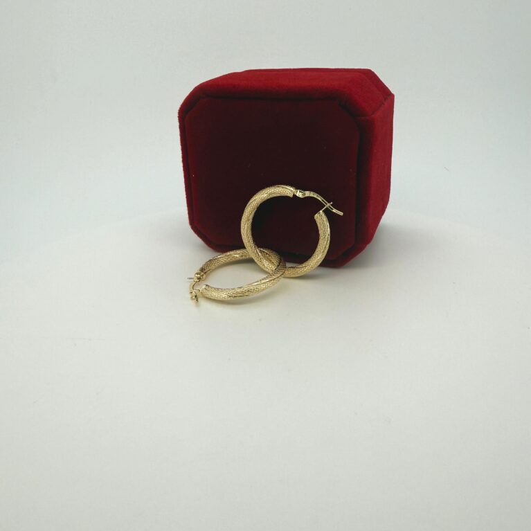 earring hoop twisted tubular 10k Size 34x3mm Weight 2.2gr