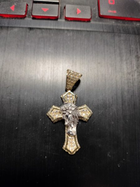 dije crucifijo c/cara cristo de lado 10k zirc B 5.5gr