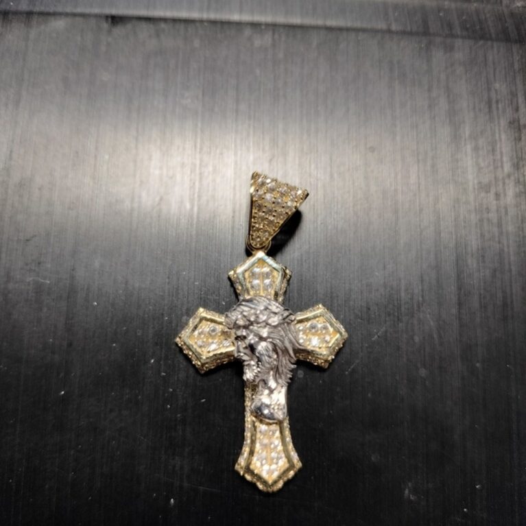 dije crucifijo c/cara cristo de lado 10k zirc B 5.5gr