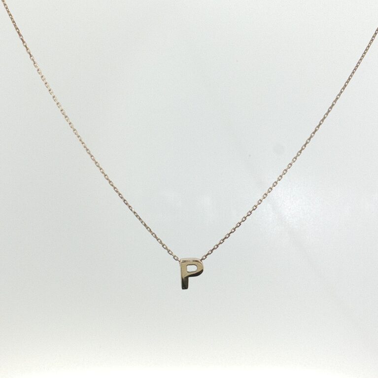 chain and pendat letter P necklace 14k Size size18/1.2mm Weight 1.6gr