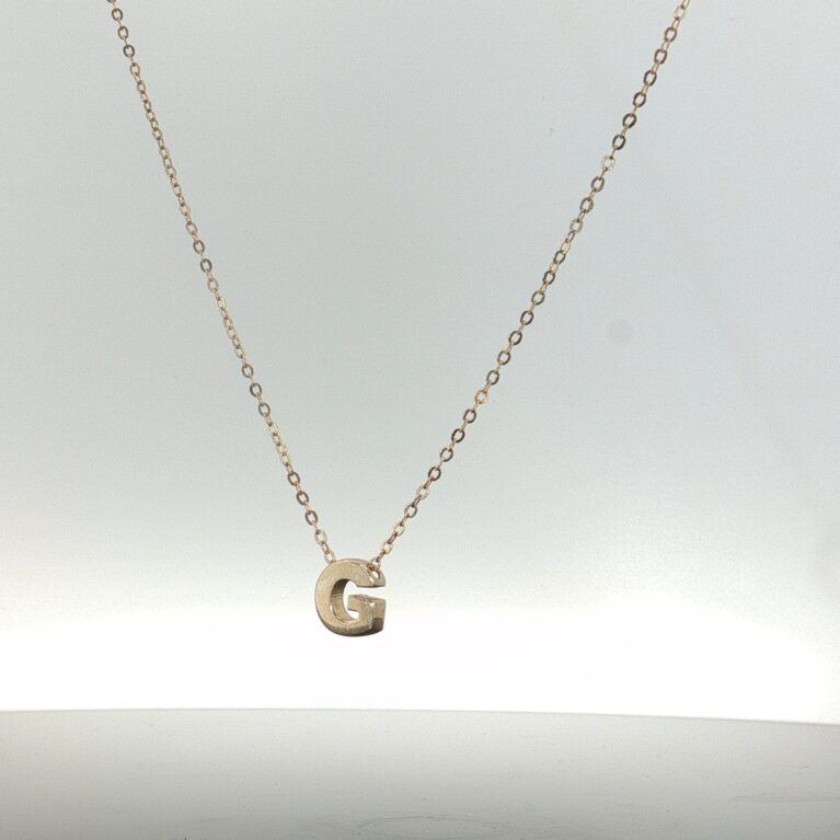 chain and pendat letter G necklace 14k Size size18/1.2mm Weight 1.6gr