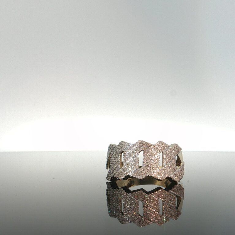 Ring/diam chain link w/diam Egye -Ring 10k diam size10 4.75gr