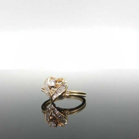 Ring/diam heart 14k diamante size5.5 2.9gr