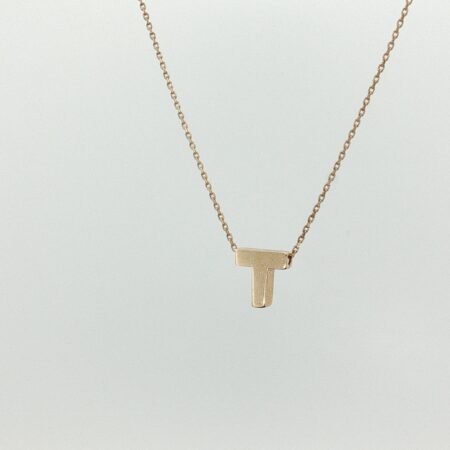chain and pendat letter T necklace 14k size18/1.2mm 1.5gr