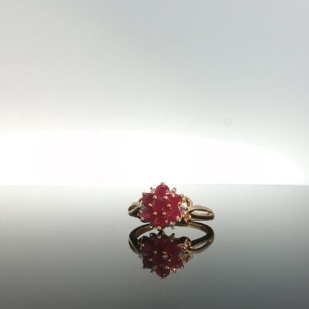 Ring/diam/ruby flower w/ruby 14k diam/ruby size6 2.2gr