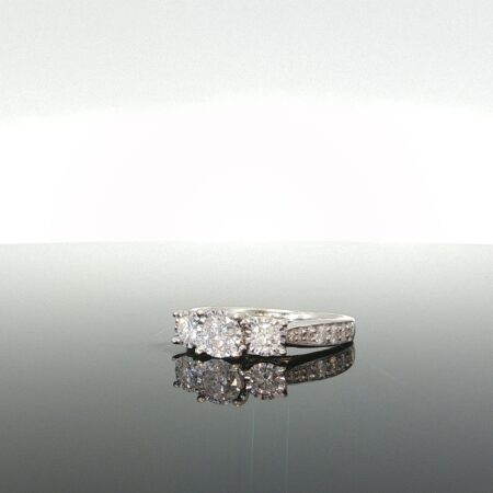 Ring/diam singler 3 stones 14k diamante size7 4.3gr