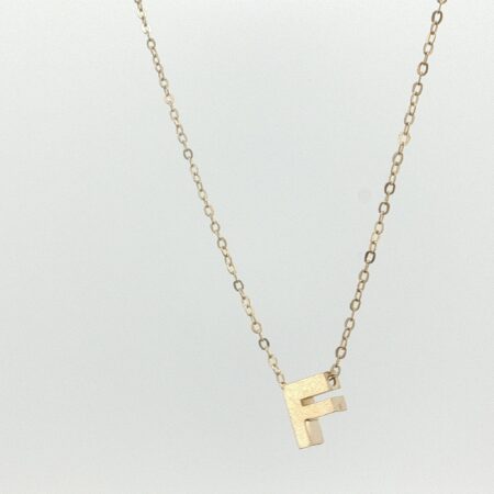 chain and pendat letter F necklace 14k size18/1.2mm 1.6gr