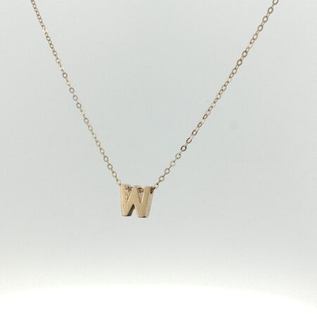 chain and pendat letter W necklace 14k Size size18/1.2mm Weight 1.8gr