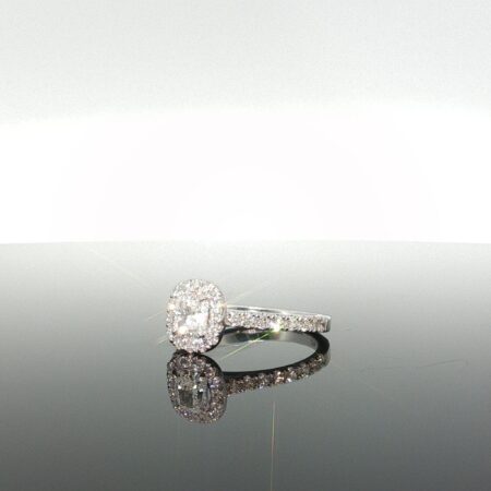 Ring/diam square2 level 14k diamante size6.5 3.3gr