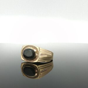 Ring oval w/zirc & stone 14k zirc W /stone black size10 7.5gr