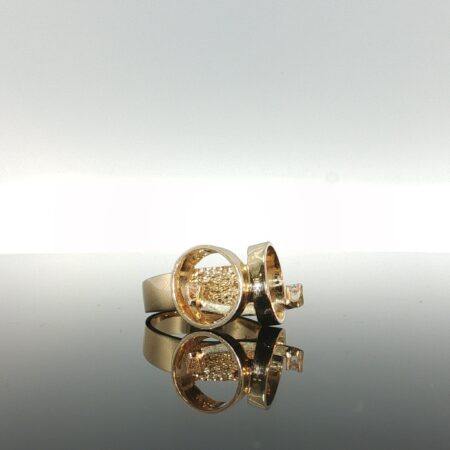 Ring/diam 2 hoops w/stones 14k diam size6 5.8gr
