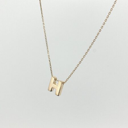 chain and pendat letter H necklace 14k size18/1.2mm 1.5gr