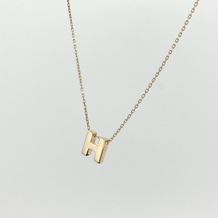 chain and pendat letter H necklace 14k size18/1.2mm 1.5gr