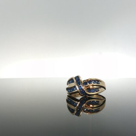 ring/sapphiro ribbom 14k sapphiro blu size7 5.8gr