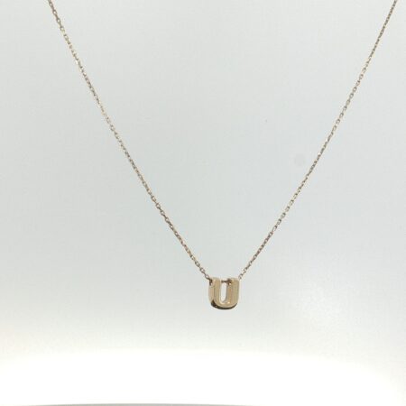 chain and pendat letter U necklace 14k Size size18/1.2mm Weight 1.7gr