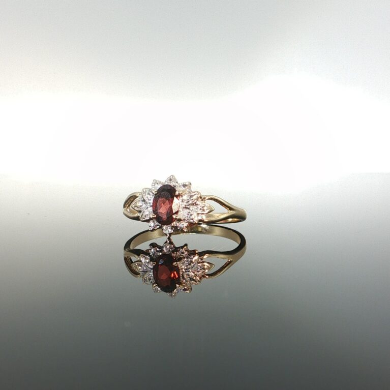 Ring/diam/ruby flower w/D/R 10k diamond/RubyR size7 1.6gr