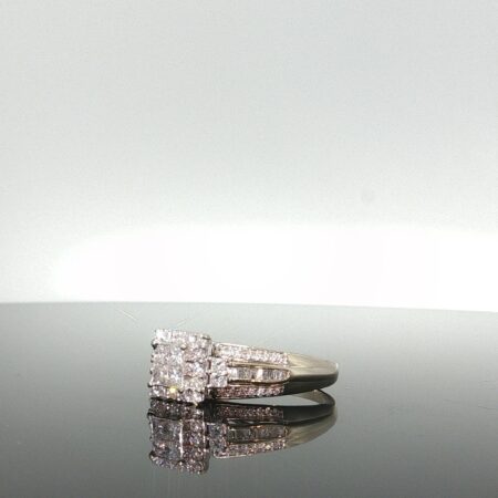 Ring/diam 3line 1 level 10k diamante size6.5 4.1gr