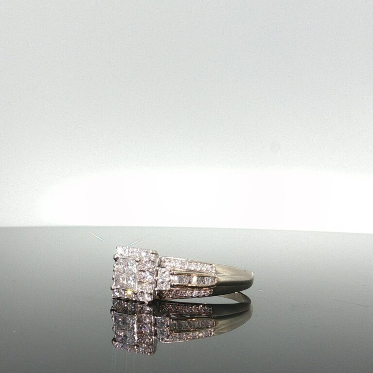 Ring/diam 3line 1 level 10k diamante size6.5 4.1gr