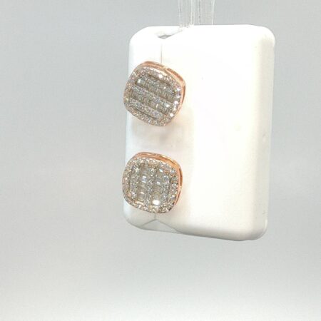 Earring mossainite square w/moissanite silver 925 mossaine W 1.5ctw