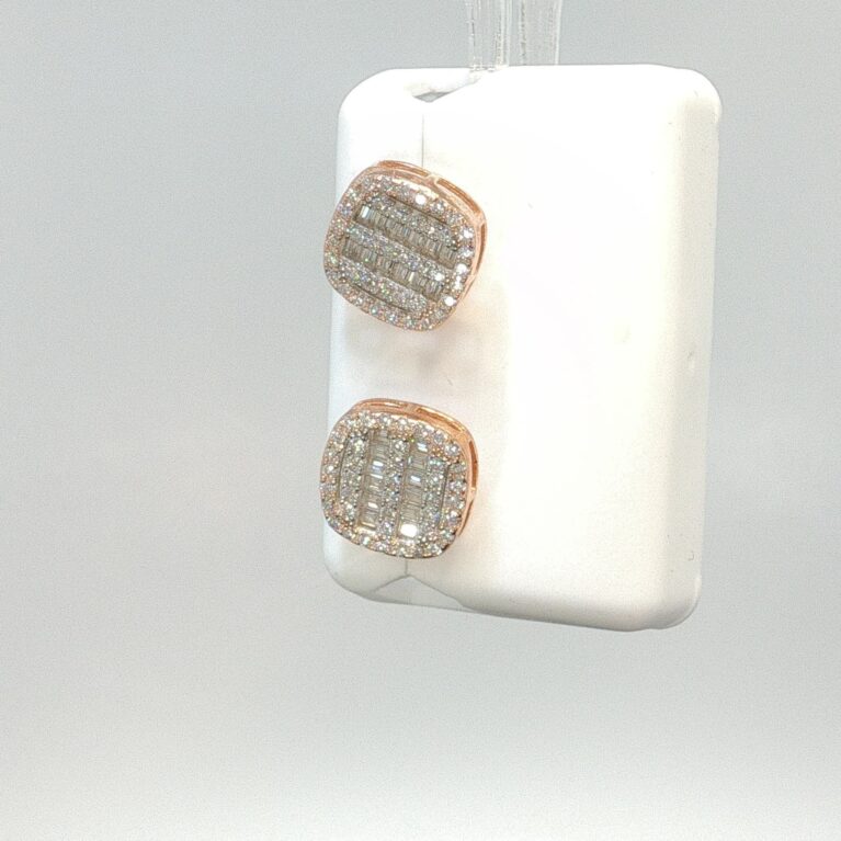 Earring mossainite square w/moissanite silver 925 mossaine W 1.5ctw