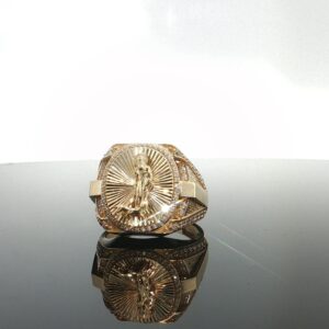 Ring raound w/S.Lazarus w/zirc 10k zirc W size11 7.1gr