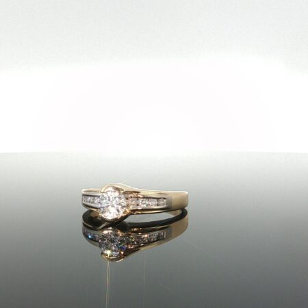 Ring/diam singler w/diam 14k diamante size 9 6.1gr