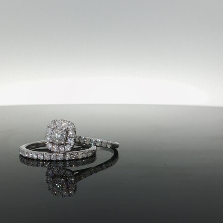 Ring 2-level duo 10k diamante size8 3.4gr