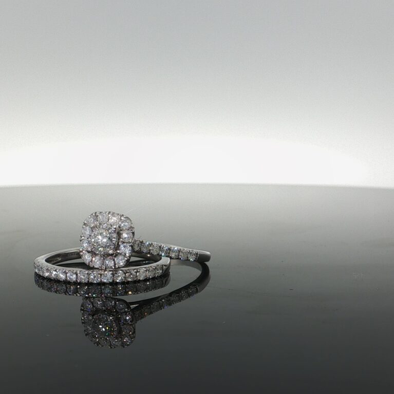 Ring 2-level duo 10k diamante size8 3.4gr