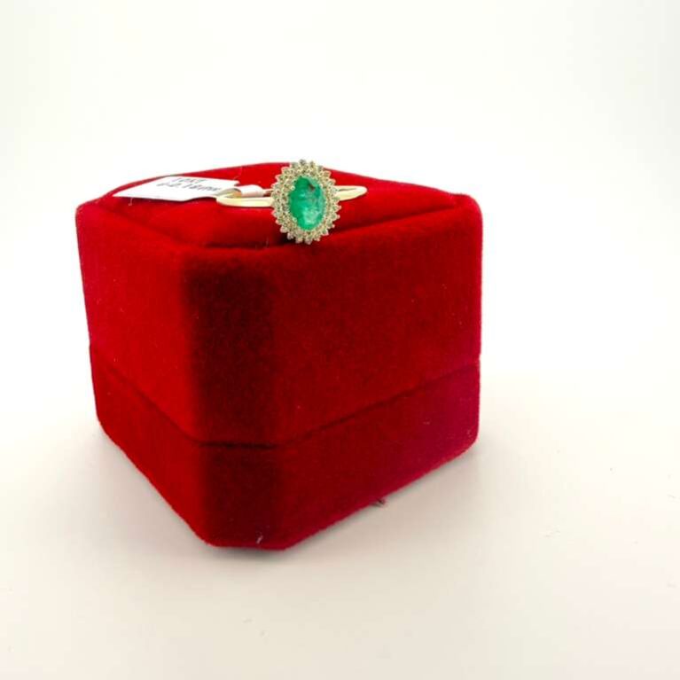 Ring diamond/emerald diamond and emerald 10k Diam/eme size7 0.18ctw