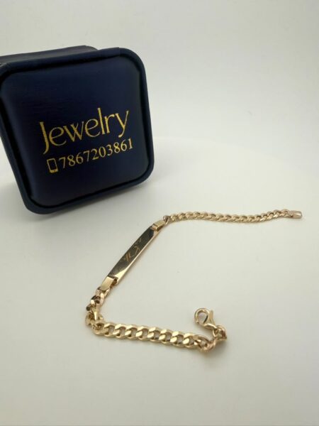 name bracelet brilliant cut w/plate s/s10k size6/4mm 2.65gr