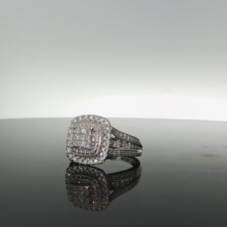 Ring square3 level 14k diamante size7 4.85gr