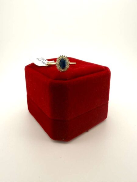 Ring Roun w/diam./sapphire Blue 10k diaman/sapp Size size7 Weight 0.18ctw