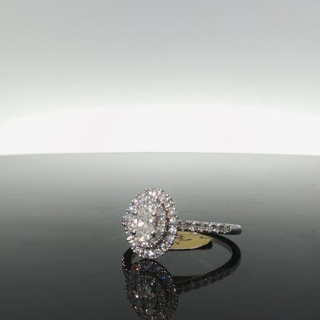 Ring oval 3 level 14k diamante size7 3.5gr 1.4ctw