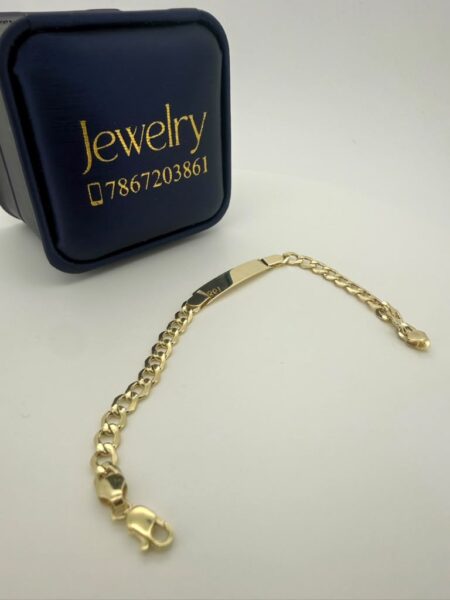 name bracelet brilliant cut w/plate s/s 10k size6/4.6mm 3.gr
